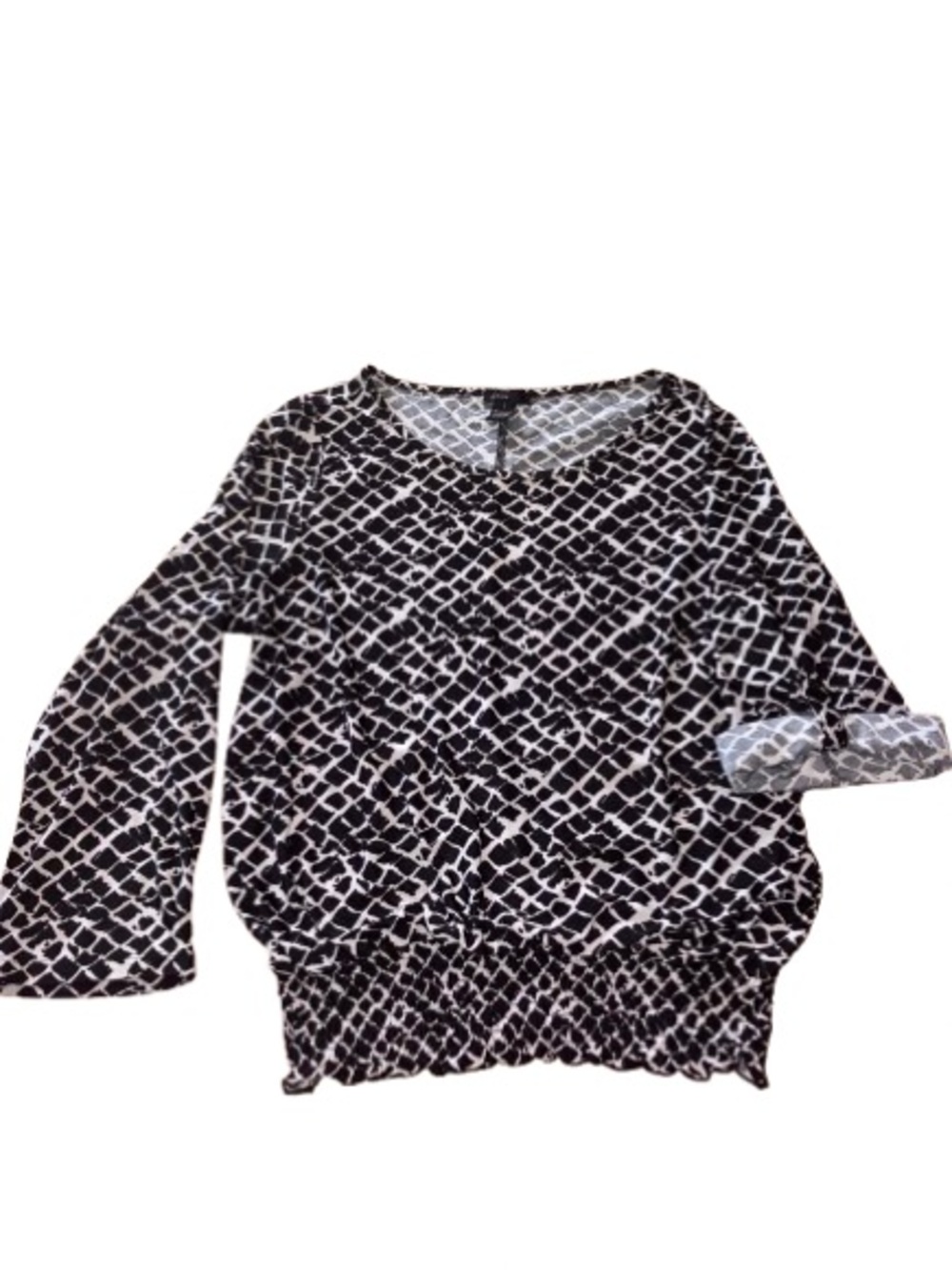 Thesis Black & White Geometric Print Women’s Blouse size L